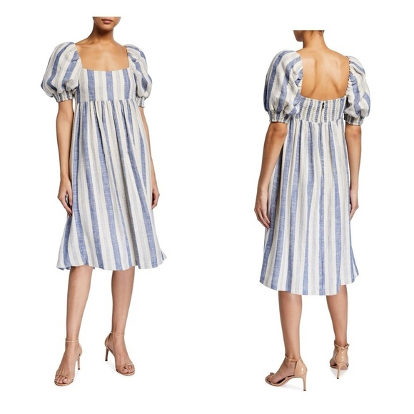 ALICE + OLIVIA Bauery Puff-Sleeve Babydoll Midi Dress,All Products : American Fashion Style Bags On Sale